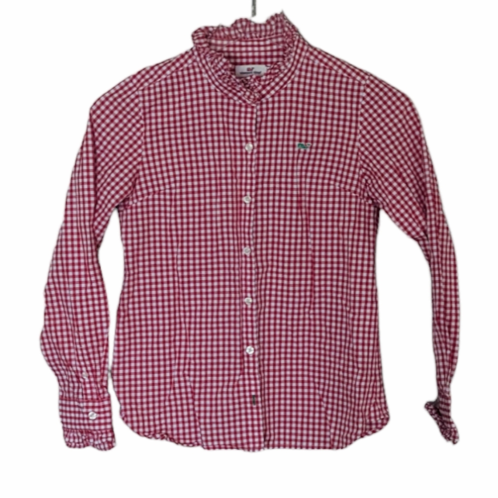 Vineyard Vines Ruffle Gingham Button Down